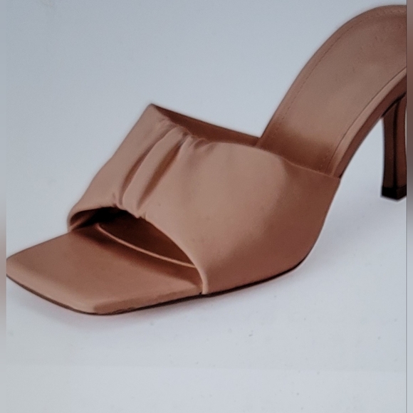 NIB RUCHED SQUARE OPEN TOE MULES DRESS PARTY SLIP ON SLIDE SIZE 10 - Picture 11 of 12